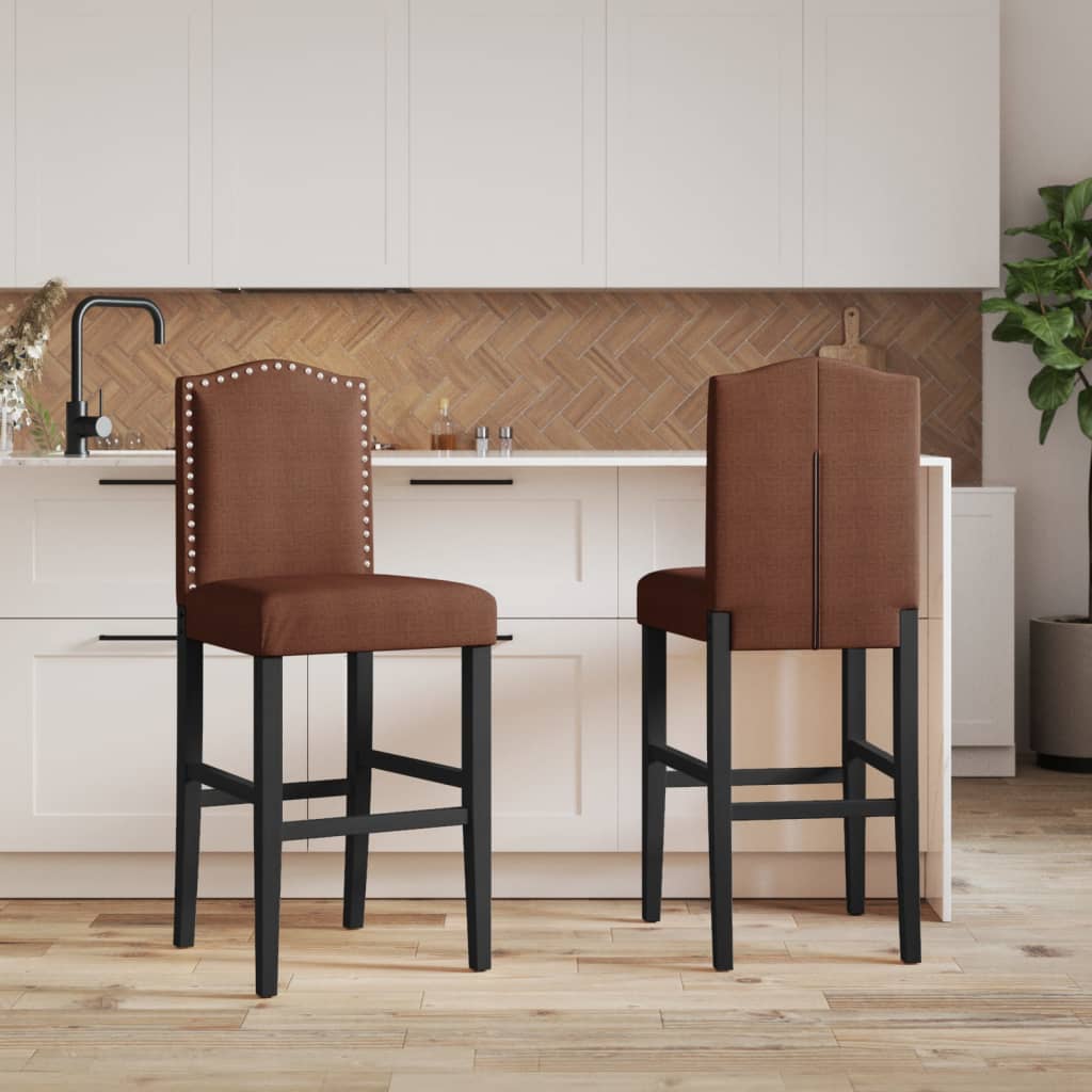 Bar Chair Brown and Black Solid rubber wood, fabric (100% polyester)