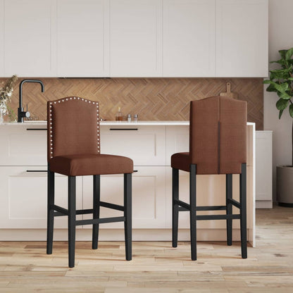 Bar Chair Brown and Black Solid rubber wood, fabric (100% polyester)