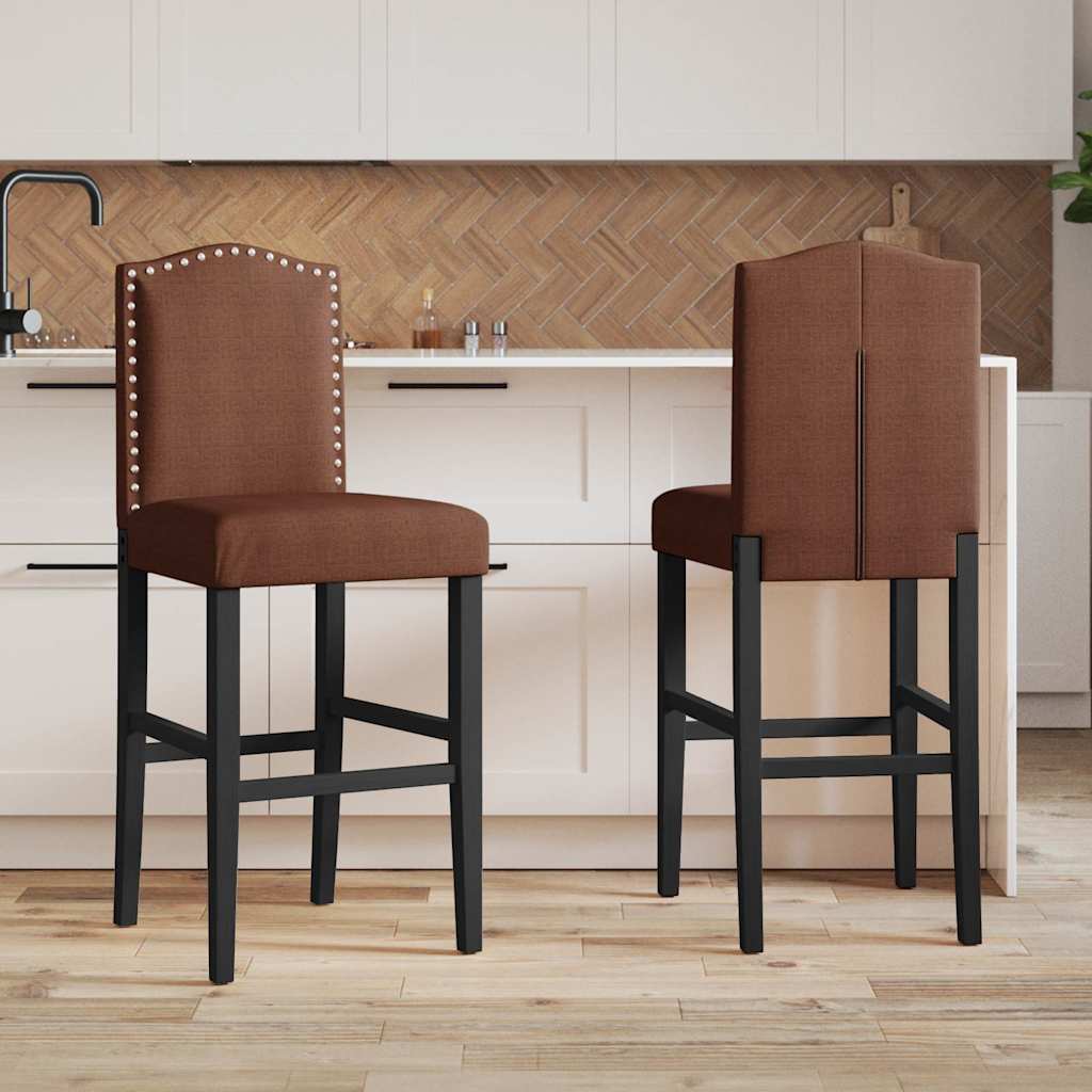 Bar Chair Brown and Black Solid rubber wood, fabric (100% polyester)