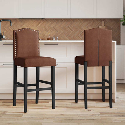 Bar Chair Brown and Black Solid rubber wood, fabric (100% polyester)