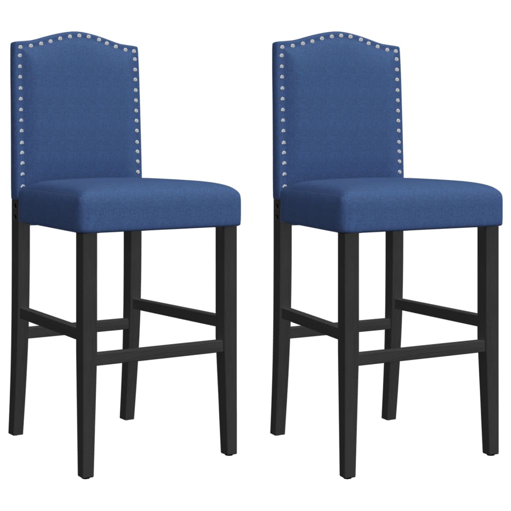 Bar Chair Blue and Black Solid rubberwood, fabric (100% polyester)