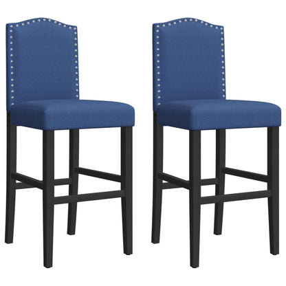Bar Chair Blue and Black Solid rubberwood, fabric (100% polyester)