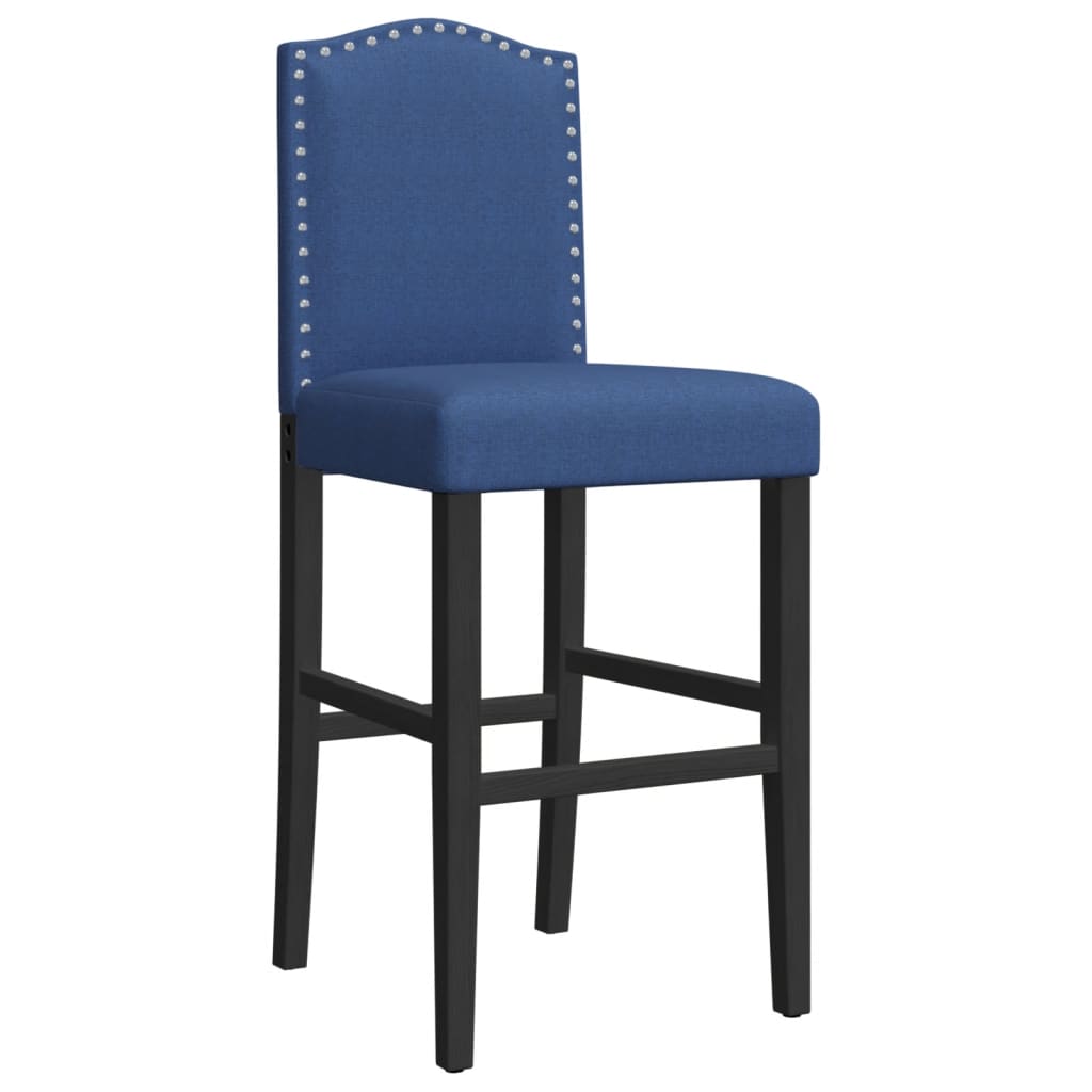 Bar Chair Blue and Black Solid rubberwood, fabric (100% polyester)