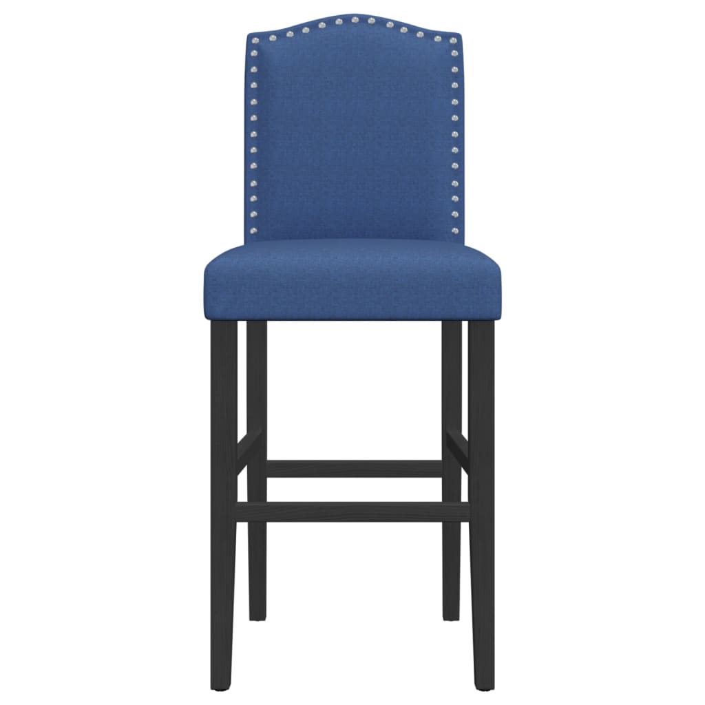 Bar Chair Blue and Black Solid rubberwood, fabric (100% polyester)