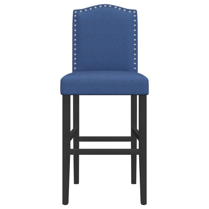 Bar Chair Blue and Black Solid rubberwood, fabric (100% polyester)