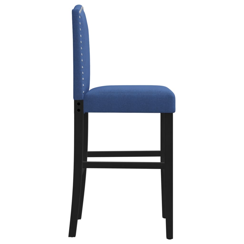 Bar Chair Blue and Black Solid rubberwood, fabric (100% polyester)