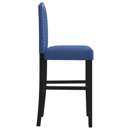Bar Chair Blue and Black Solid rubberwood, fabric (100% polyester)
