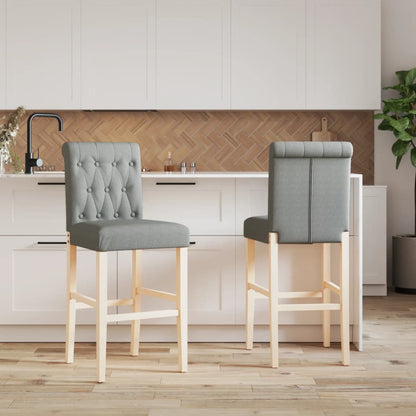 Bar Chair Light grey Solid rubber wood, fabric (100% polyester), foam