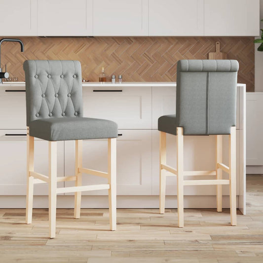 Bar Chair Light grey Solid rubber wood, fabric (100% polyester), foam
