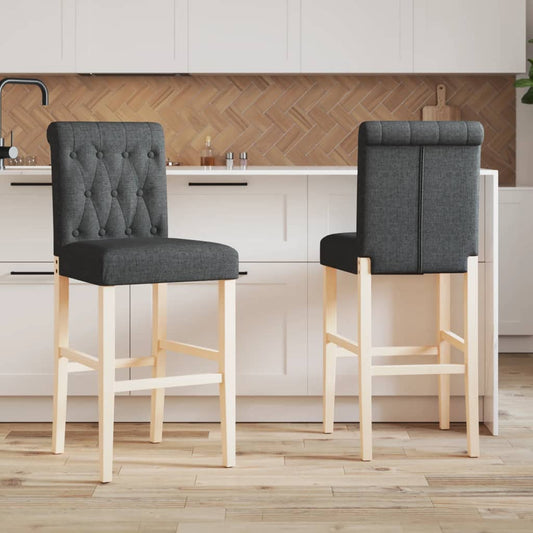 Bar Chair Dark grey Solid rubber wood, fabric (100% polyester)