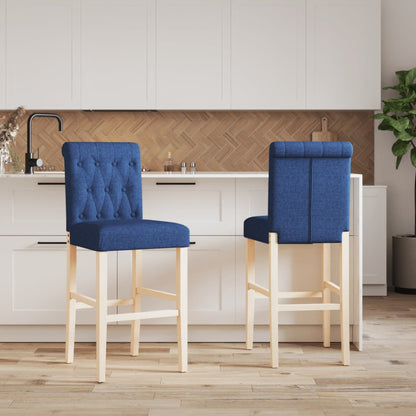 Bar Chair Blue Solid rubber wood, fabric (100% polyester), foam