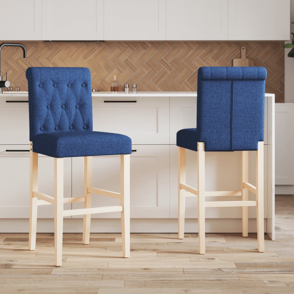 Bar Chair Blue Solid rubber wood, fabric (100% polyester), foam