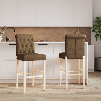 Bar Chair Taupe Solid rubber wood, fabric (100% polyester) Tall
