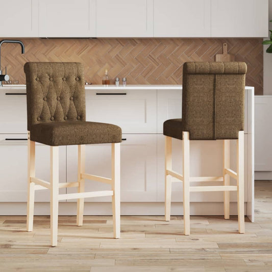 Bar Chair Taupe Solid rubber wood, fabric (100% polyester) Tall