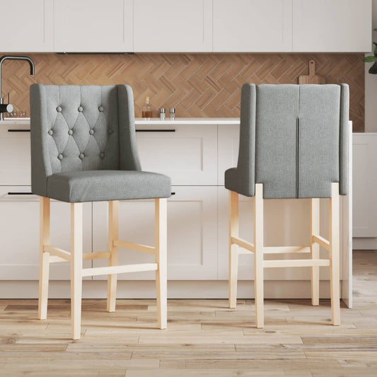 Bar Chair Light Grey Fabric (100% polyester) and Solid Rubber Wood