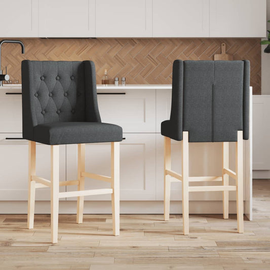Bar Chair Dark grey Solid rubber wood, fabric (100% polyester), foam