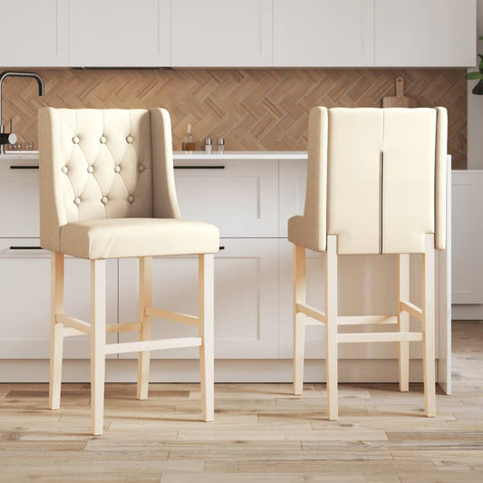 Bar Chair Cream Solid rubber wood, fabric (100% polyester) Standard