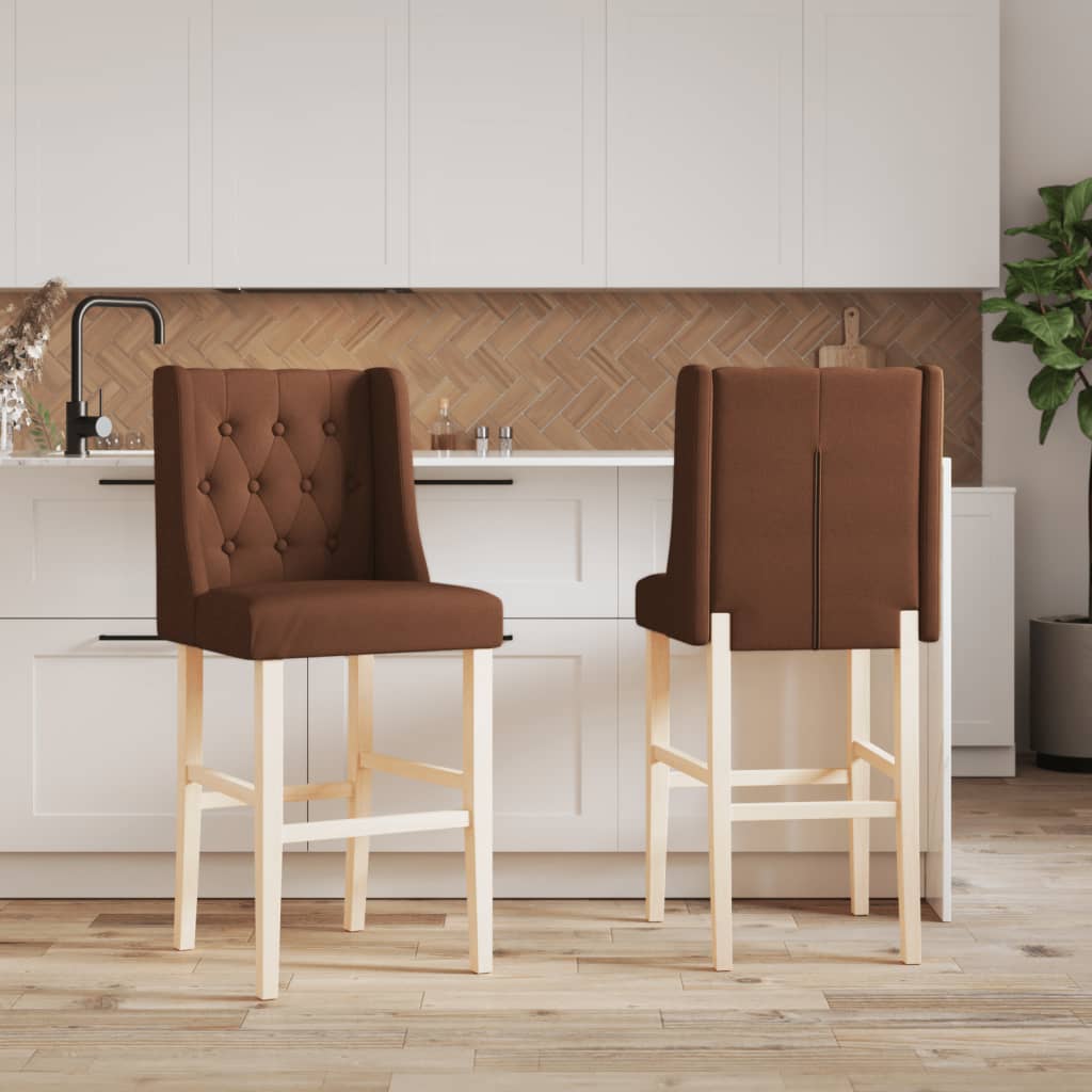 Bar Chair Brown Solid rubber wood, fabric (100% polyester) Standard