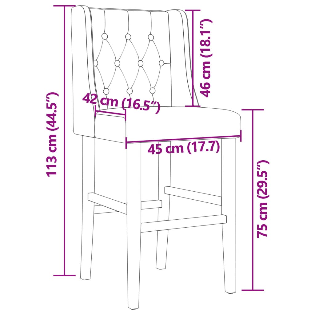 Bar Chair Brown Solid rubber wood, fabric (100% polyester) Standard