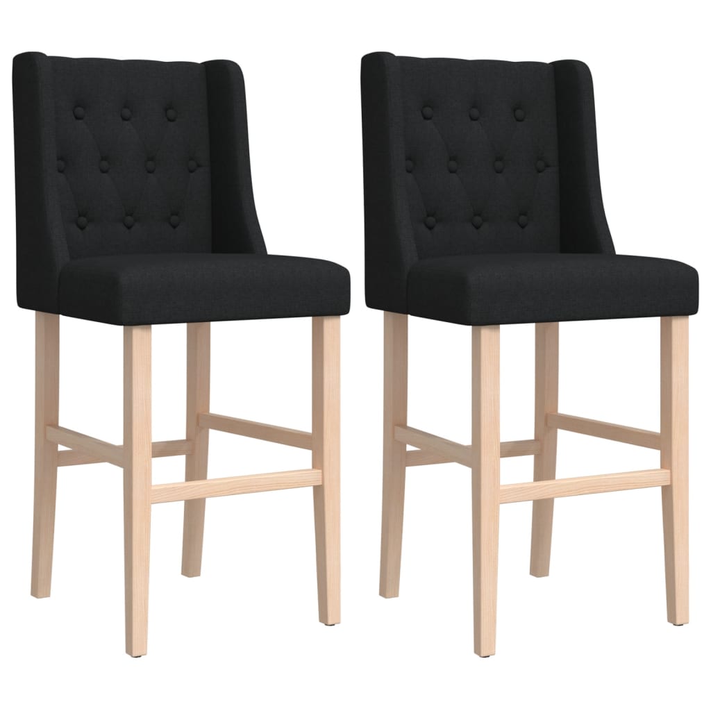 Bar Chair Black Solid rubber wood, fabric (100% polyester), foam