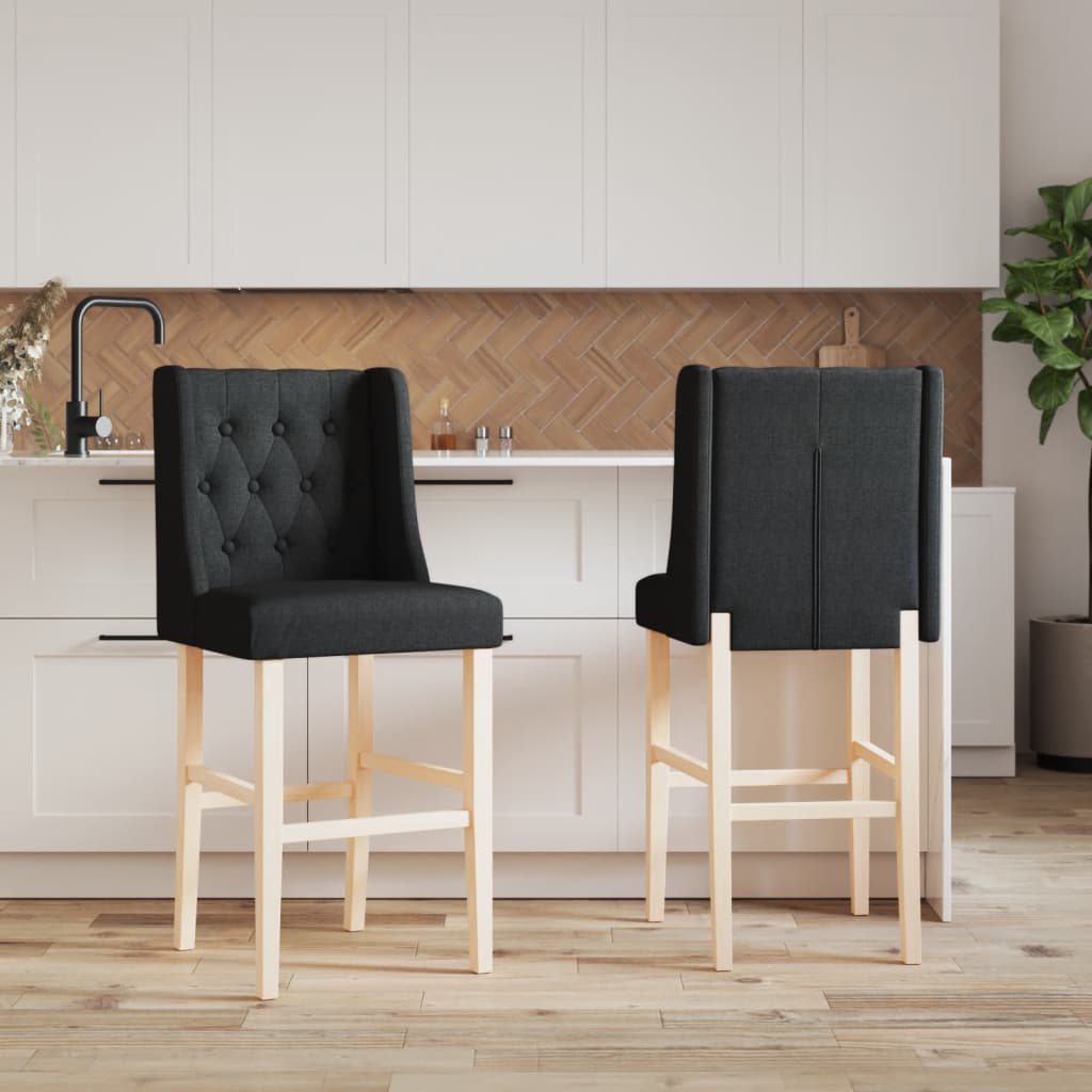Bar Chair Black Solid rubber wood, fabric (100% polyester), foam