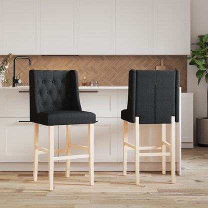 Bar Chair Black Solid rubber wood, fabric (100% polyester), foam