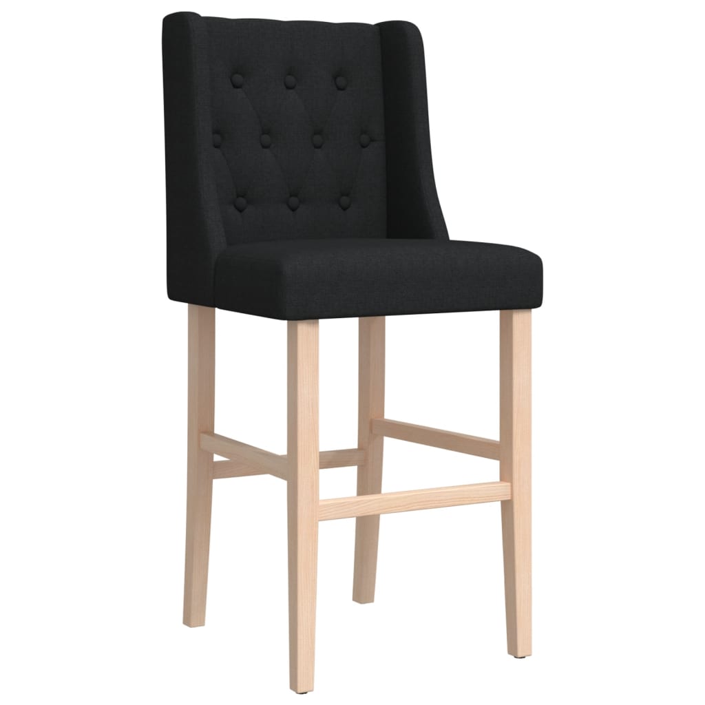 Bar Chair Black Solid rubber wood, fabric (100% polyester), foam