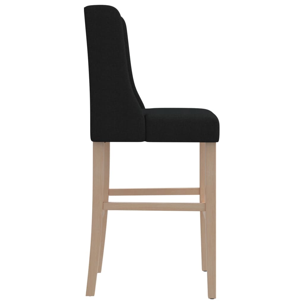 Bar Chair Black Solid rubber wood, fabric (100% polyester), foam