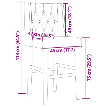 Bar Chair Black Solid rubber wood, fabric (100% polyester), foam
