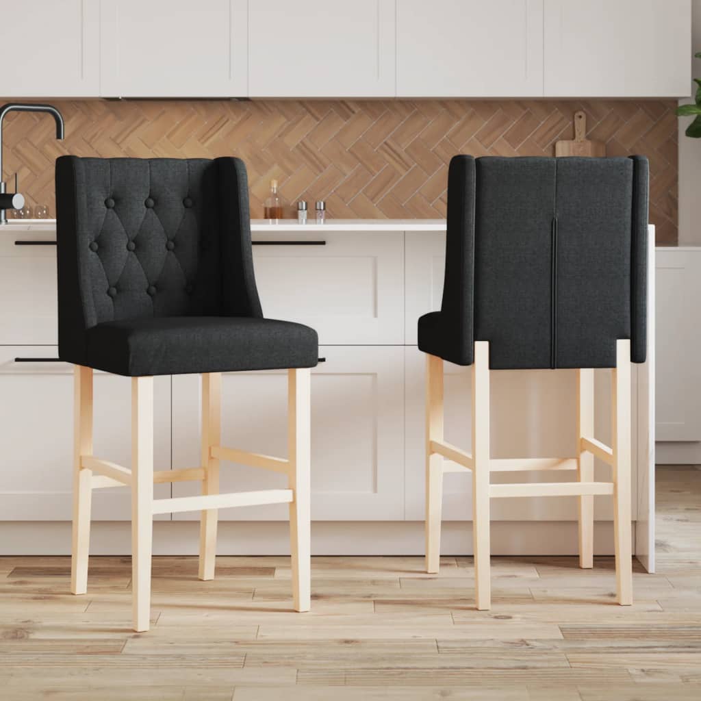 Bar Chair Black Solid rubber wood, fabric (100% polyester), foam