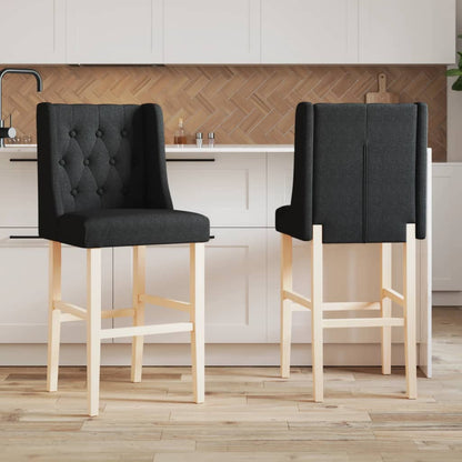 Bar Chair Black Solid rubber wood, fabric (100% polyester), foam