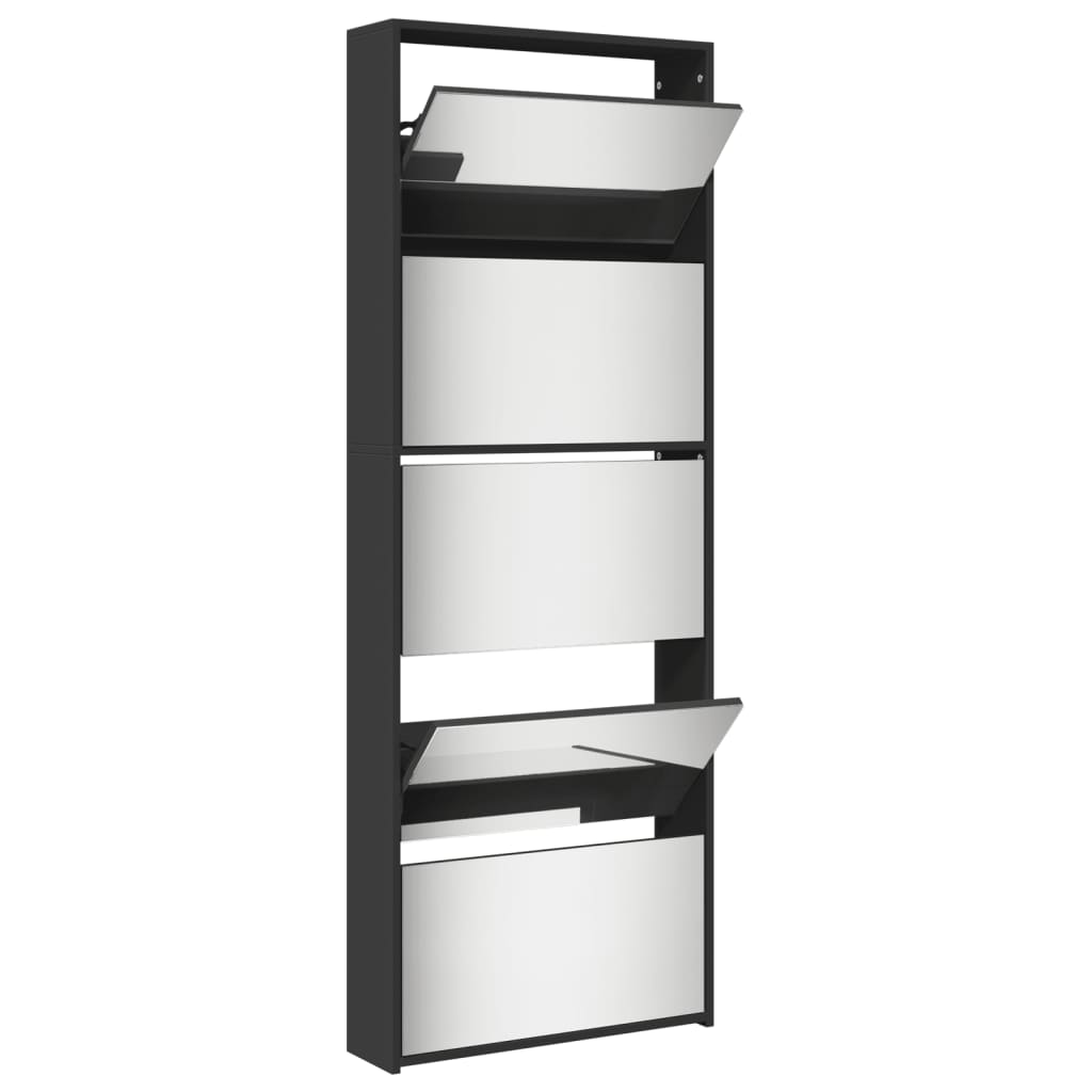 Shoe Cabinet Black Engineered wood, glass Medium Shoe Cabinet