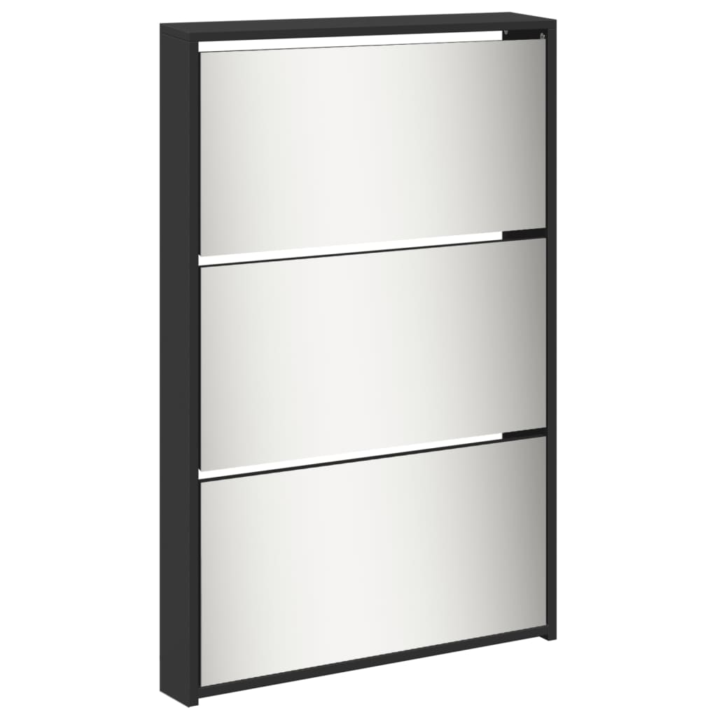 Shoe Cabinet Black Engineered wood, glass Medium Shoe Cabinet