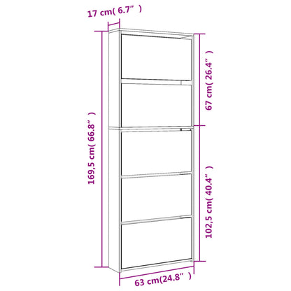Shoe Cabinet Concrete grey Engineered wood 24.8 x 6.7 x 66.7 in
