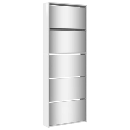 Shoe Cabinet High gloss white Engineered wood, glass Tall