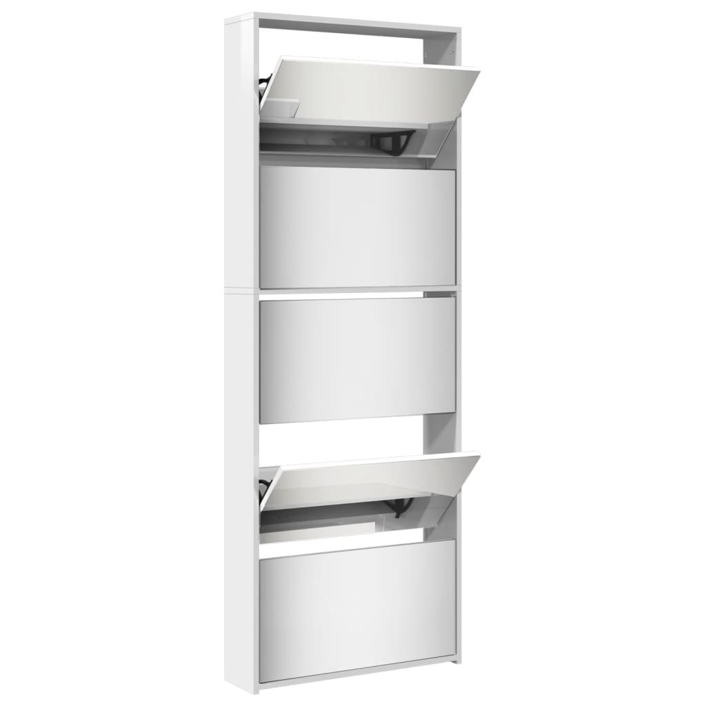 Shoe Cabinet High gloss white Engineered wood, glass Tall