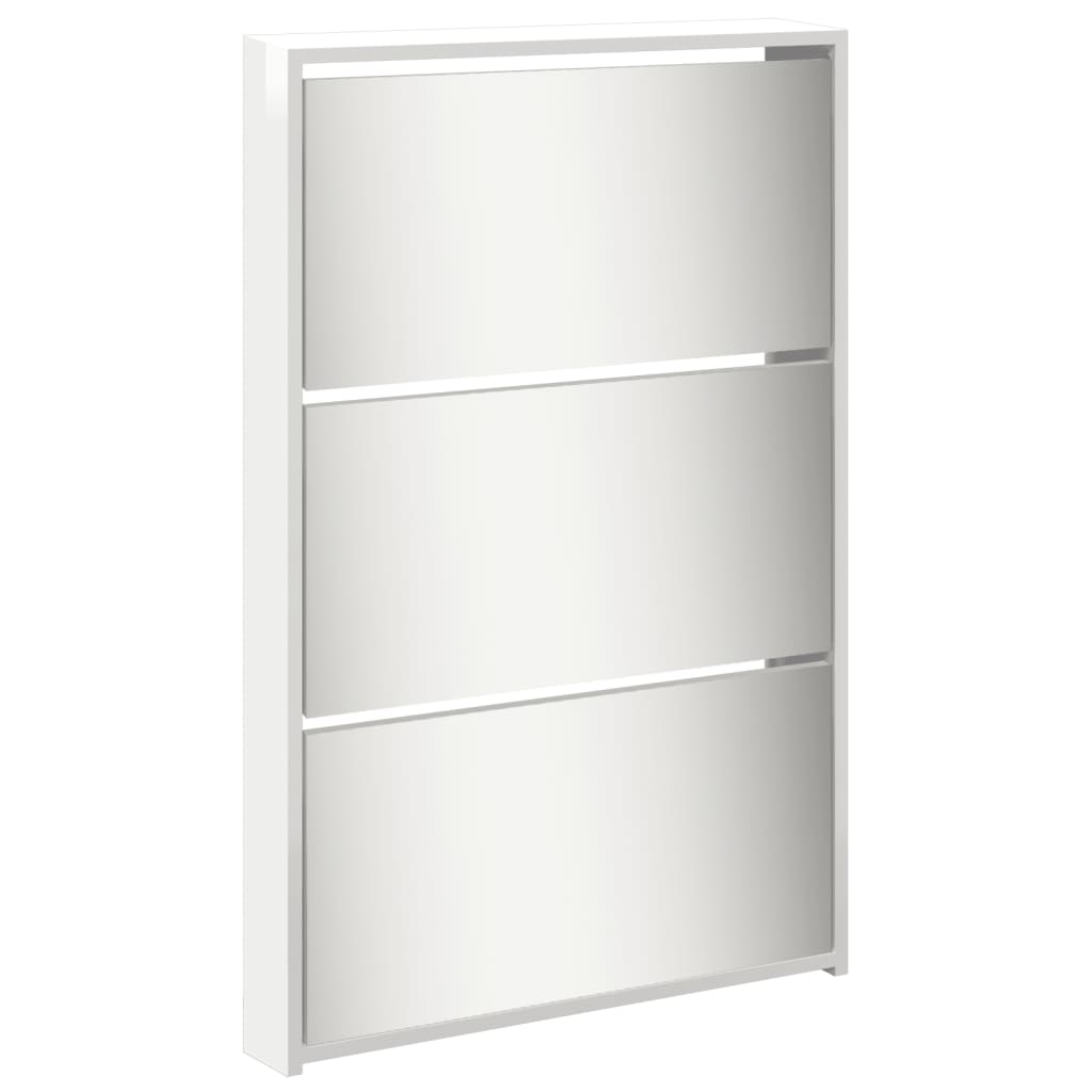 Shoe Cabinet High gloss white Engineered wood, glass Tall