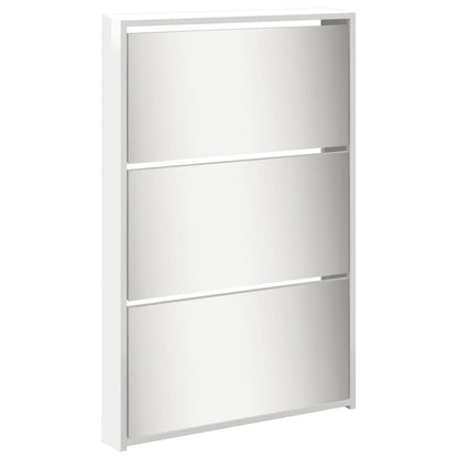 Shoe Cabinet High gloss white Engineered wood, glass Tall