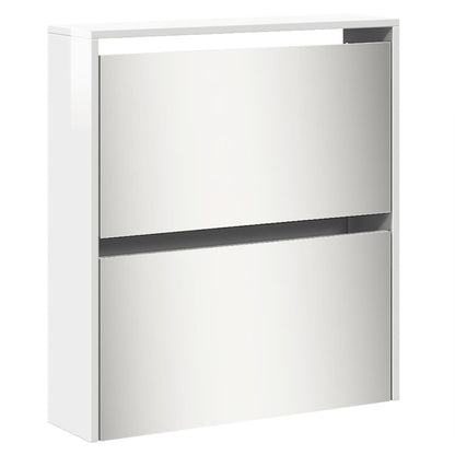 Shoe Cabinet High gloss white Engineered wood, glass Tall