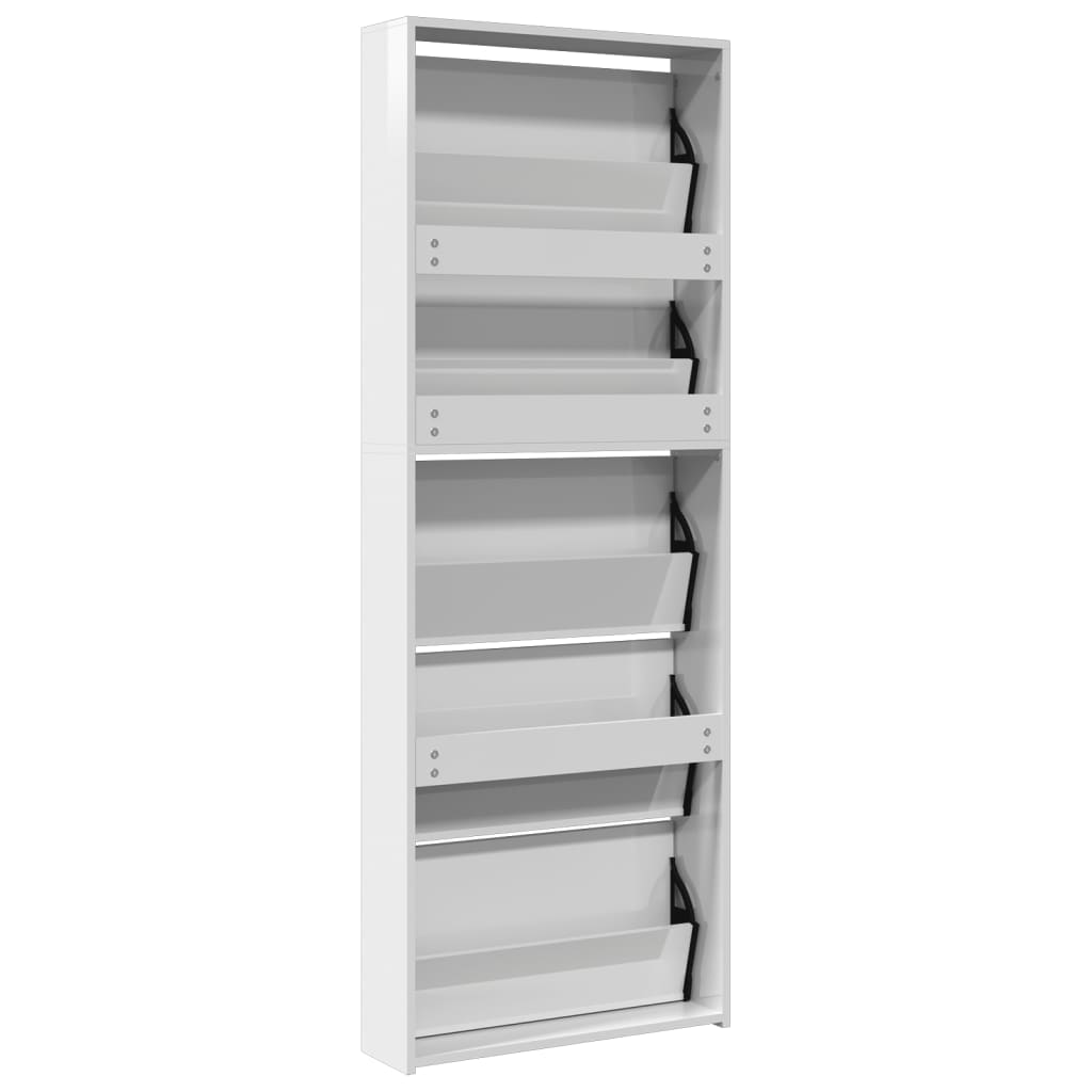 Shoe Cabinet High gloss white Engineered wood, glass Tall