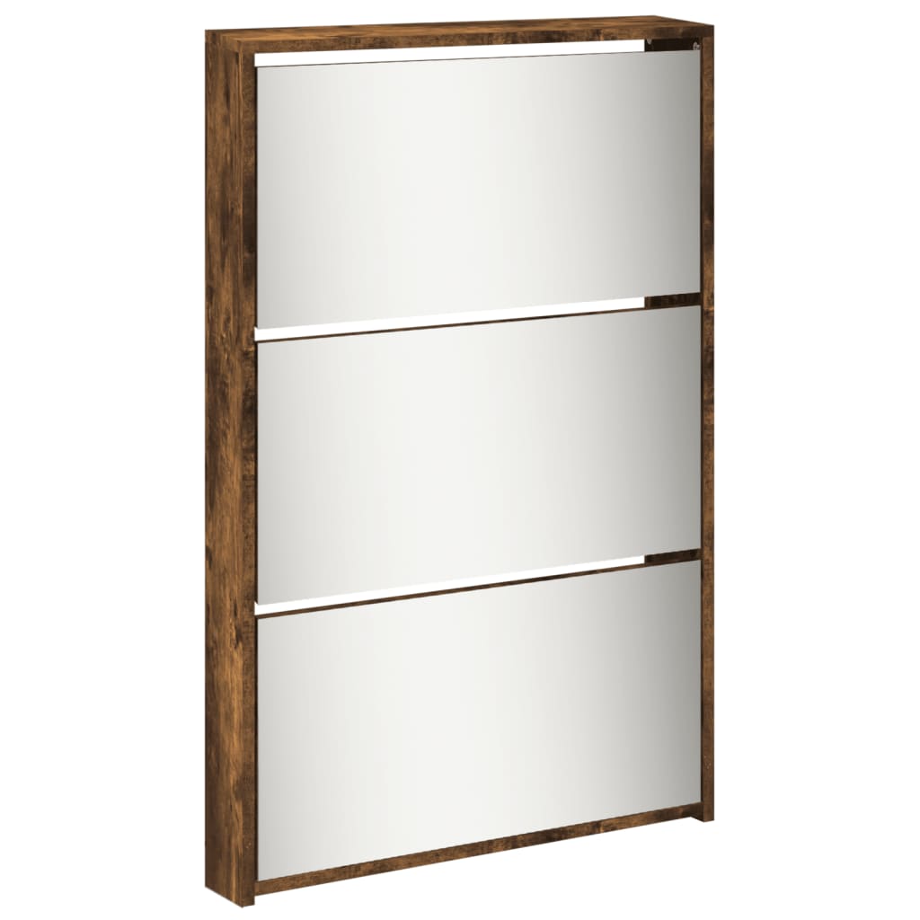 Shoe Cabinet Smoked Oak Engineered Wood Tall Shoe Cabinet