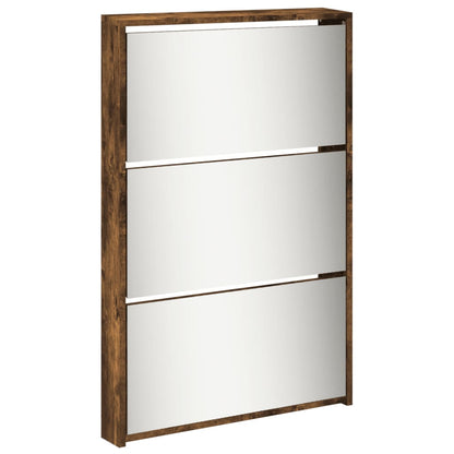 Shoe Cabinet Smoked Oak Engineered Wood Tall Shoe Cabinet