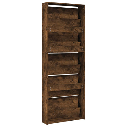 Shoe Cabinet Smoked Oak Engineered Wood Tall Shoe Cabinet