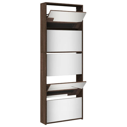 Shoe Cabinet Brown Oak Engineered wood, Glass 24.8x6.7x66.7 in