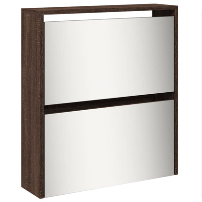 Shoe Cabinet Brown Oak Engineered wood, Glass 24.8x6.7x66.7 in