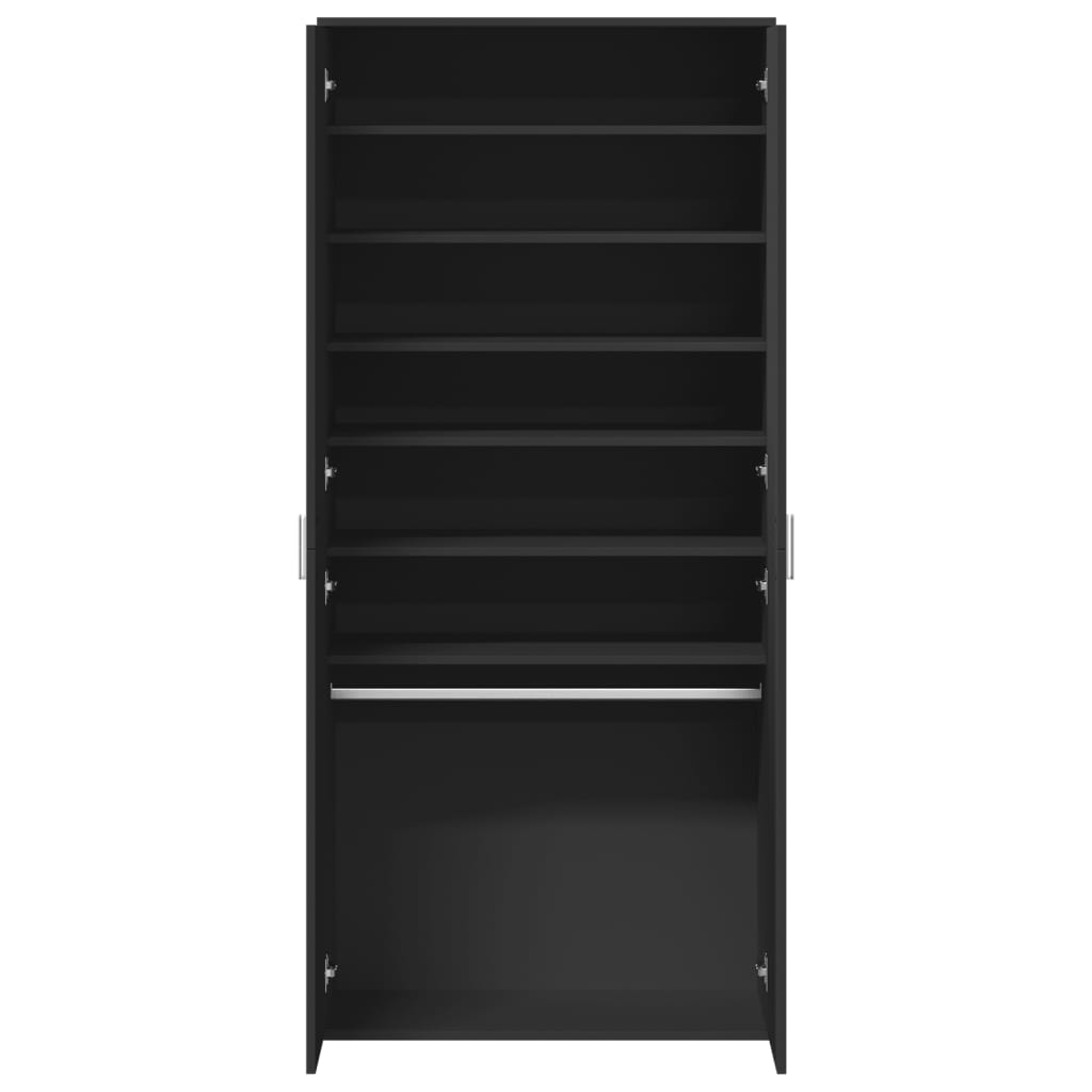 Shoe Cabinet Black Engineered Wood 69.3 in Tall Shoe Cabinet