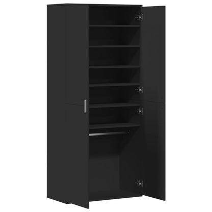 Shoe Cabinet Black Engineered Wood 69.3 in Tall Shoe Cabinet