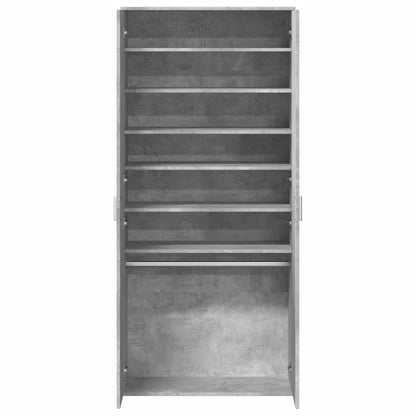 Shoe Cabinet Concrete Grey Engineered Wood 31.5x15.4x70.1 in