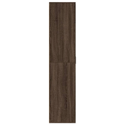 Brown Oak Shoe Cabinet Engineered Wood Medium Shoe Storage