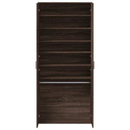 Brown Oak Shoe Cabinet Engineered Wood Medium Shoe Storage
